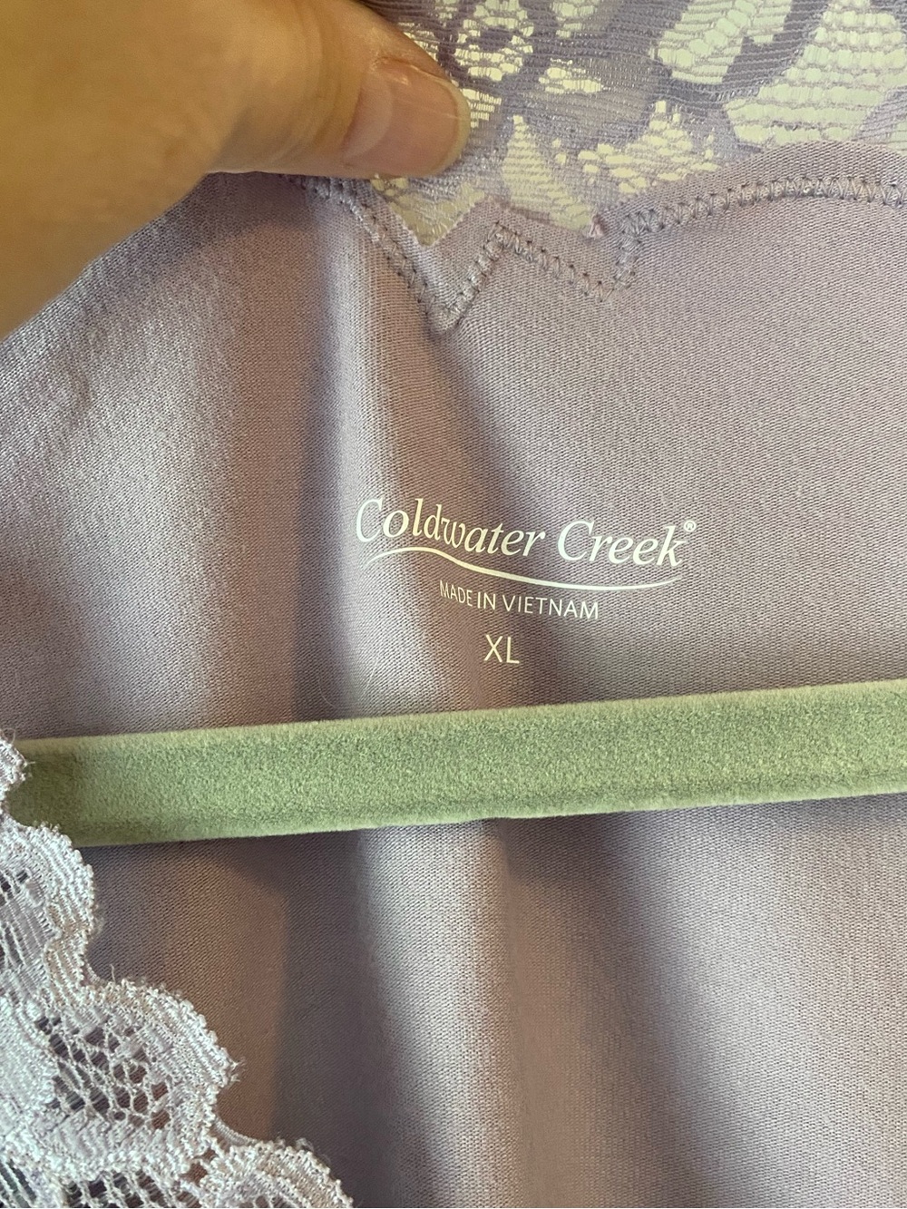 Coldwater Creek lilac purple lace trimmed tank base layer XL - Picture 2 of 5